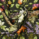 Viscose imprimée bouquet sauvage fond marron