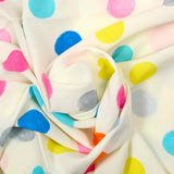 Multicolored polka dot printed viscose with ecru background