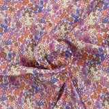 Flores de estampado de algodón Matilde Coral y lavanda por metro