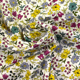 Flores grises vittoria de algodón y miel vintage ECRU Bottom por metro