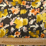 Satin de soie imprimé douceur en peinture fond marron