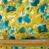 Satin de soie imprimé douceur en peinture fond anis