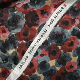 Satin de soie imprimé nuage de fleurs fond doré