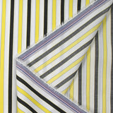 Coton tissé teint rayé Gloria jaune et noir fond blanc