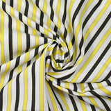 Coton tissé teint rayé Gloria jaune et noir fond blanc