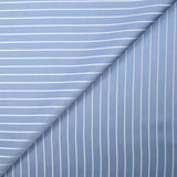 Striped woven-dyed polyviscose satin with sky blue background
