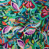Turquesa Zélia algodón impreso, verde y coral