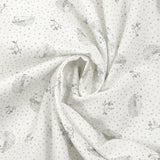 Piqué de coton imprimé hérisson et pois taupe fond blanc