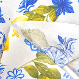 Polycotton printed lemon azulejo white background