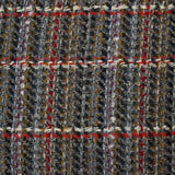 Tweed de laine mélangée Célestine ligne écrue et rouge fond gris