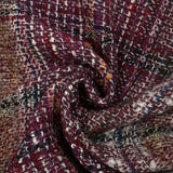 Tweed de laine mélangée Capucine ligne marine et noire fond lie de vin