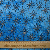 Jersey de terciopelo lurex estrella de mar fondo azul