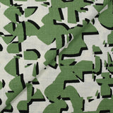 Lin viscose imprimé évasion vert fond blanc