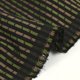 Jacquard polyviscose rayé vert et marron fond noir