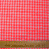 Seersucker Vichy rose fluo et blanc