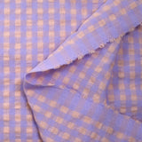 Seersucker vichy beige morado y melocotón