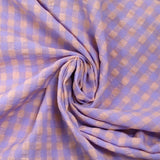 Seersucker vichy beige morado y melocotón