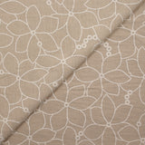 Crêpe floqué Mathilda fleurs blanche fond beige