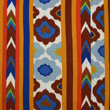 Viscose gaufrée imprimée aztèques bleu roi, brique et blanc