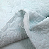 Double gaze matelassée fleurs bleu layette