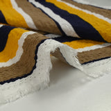 Yellow, taupe and navy printed mockery