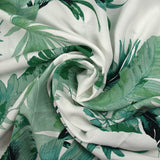 Viscose jungle print in green watercolor on white background
