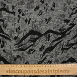 Jacquard de laine mélangée érosion animale noir et gris
