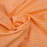 Coton fin tissé-teint rayé 6mm fond mandarine