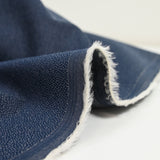 Jean's fin de coton et soie jacquard pointillé marine