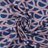 Viscose printed rainbow swirl navy background