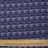 Viscose imprimée éventail indigo et bleu