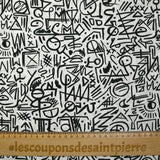Viscose imprimée graffitis noir fond blanc