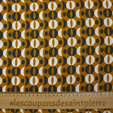 Viscose imprimée rétro fond caramel