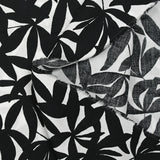 Viscose imprimée feuilles de bambou noir fond blanc
