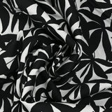 Viscose imprimée feuilles de bambou noir fond blanc