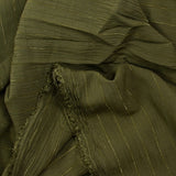 Crépon viscose rayé lurex doré fond kaki