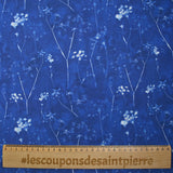 Viscose imprimée cyanotype fond bleu brumeux