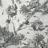 Viscose imprimée toile de Jouy noir fond blanc cassé