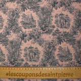Viscose imprimée éléphant et forêt fond rose poudré