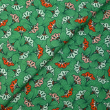 Viscose printed wedding flowers green background