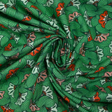 Viscose printed wedding flowers green background