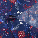 Viscose imprimée fleurs du Rajasthan rouge fond marine
