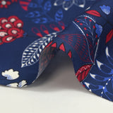 Viscose imprimée fleurs du Rajasthan rouge fond marine