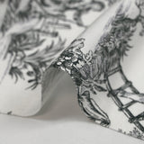 Viscose imprimée toile de Jouy noir fond blanc cassé