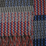 Mosaico de poliviscosa de malla Milano de antaño fondo azul y rojo negro