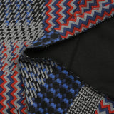 Mosaico de poliviscosa de malla Milano de antaño fondo azul y rojo negro
