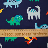 Coton imprimé Dinosaure fond marine