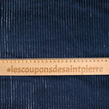 Cotton corduroy coarse rib 6 mm navy white background