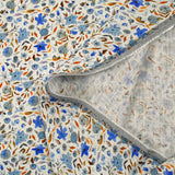 Lin viscose imprimé automne en fleurs fond blanc
