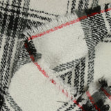Lainage polyester bouclette à carreaux blanc cassé